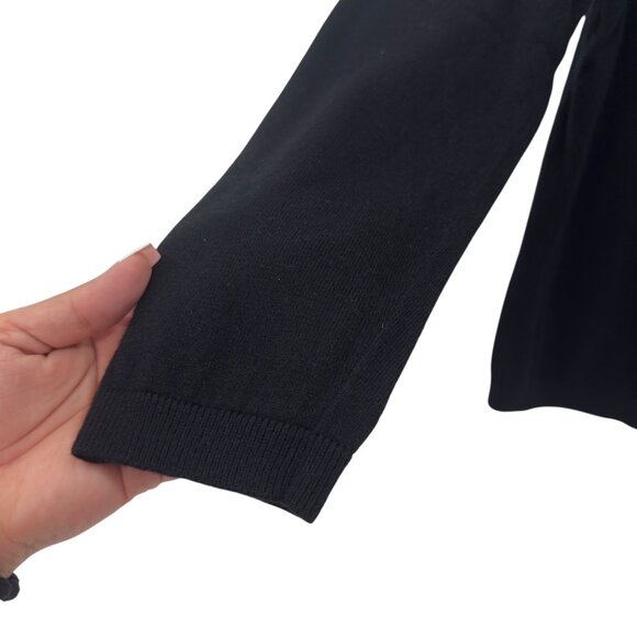 Talbots Women SZ Large Classic Button Up Black Cardigan Rhinestone Embellishment - Picture 10 of 13